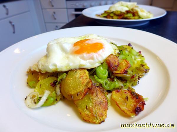 Bratkartoffeln mit Lauch und Kümmel