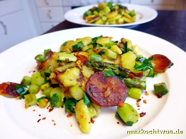 Bärlauch-Bratkartoffeln mit Spargel