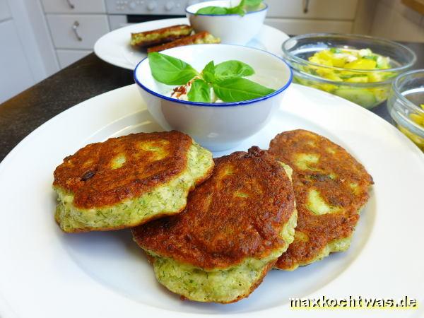 Gemüsebratlinge mit Frühlingszwiebeldip