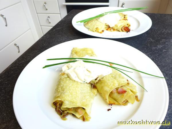 Überbackene Chicoree-Schnecken mit Schinken