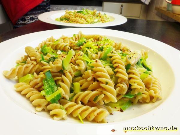 Fusilli mit Lauch an Prosecco-Sauce