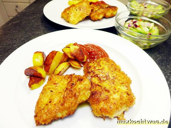 Hähnchen-Schnitzel mit scharfem Gurkensalat