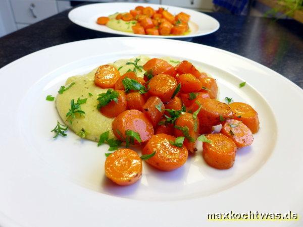 Junge Karotten mit cremiger Polenta