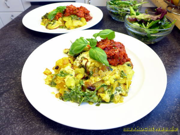 Kartoffel-Mandel-Rukola-Auflauf - Laktosefreies rezept, das auch Normalos schmeckt, finde ich