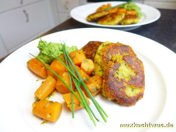 Kartoffelküchlein mit Gewürz-Karotten