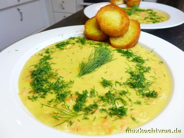 Linsensuppe mit Garnelen