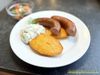 Morteau-Wurst mit gebratenen Süßkartoffeln