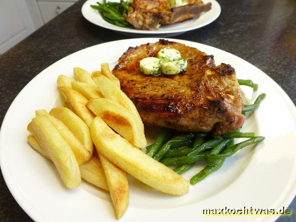 Nackensteak mit Bohnen