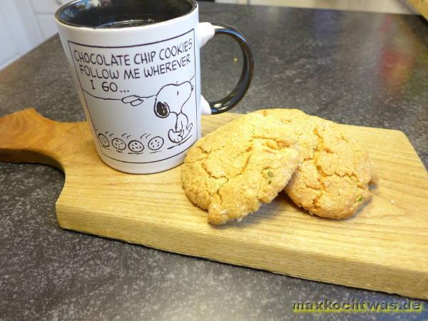 Pistazien-Olivenöl-Cookies mit weißer Schokolade