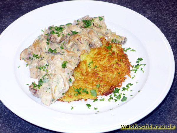 Rösti mit Kartoffel-Pilz-Ragout