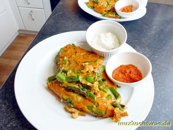 Spargel-Frittata mit Walnuss-Dip