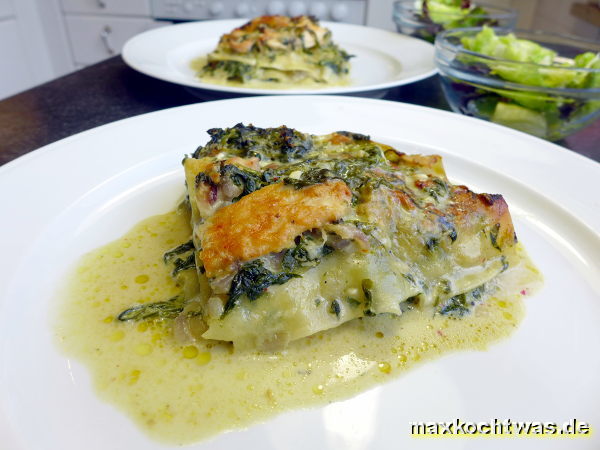 Spinatlasagne mit Hähnchen -  Lasagne geht auch ohne Mehlpampsosse