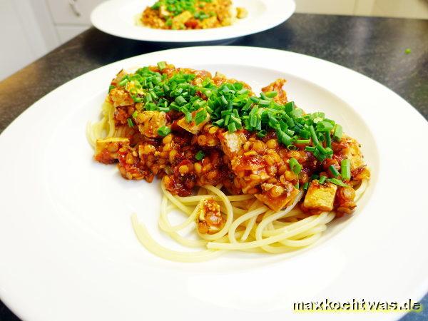Tofu-Linsen-Spaghetti