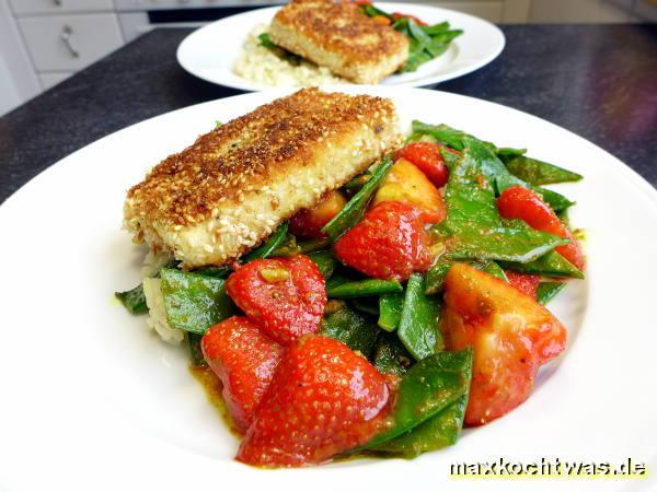 Gebratener Tofu mit Zuckerschoten